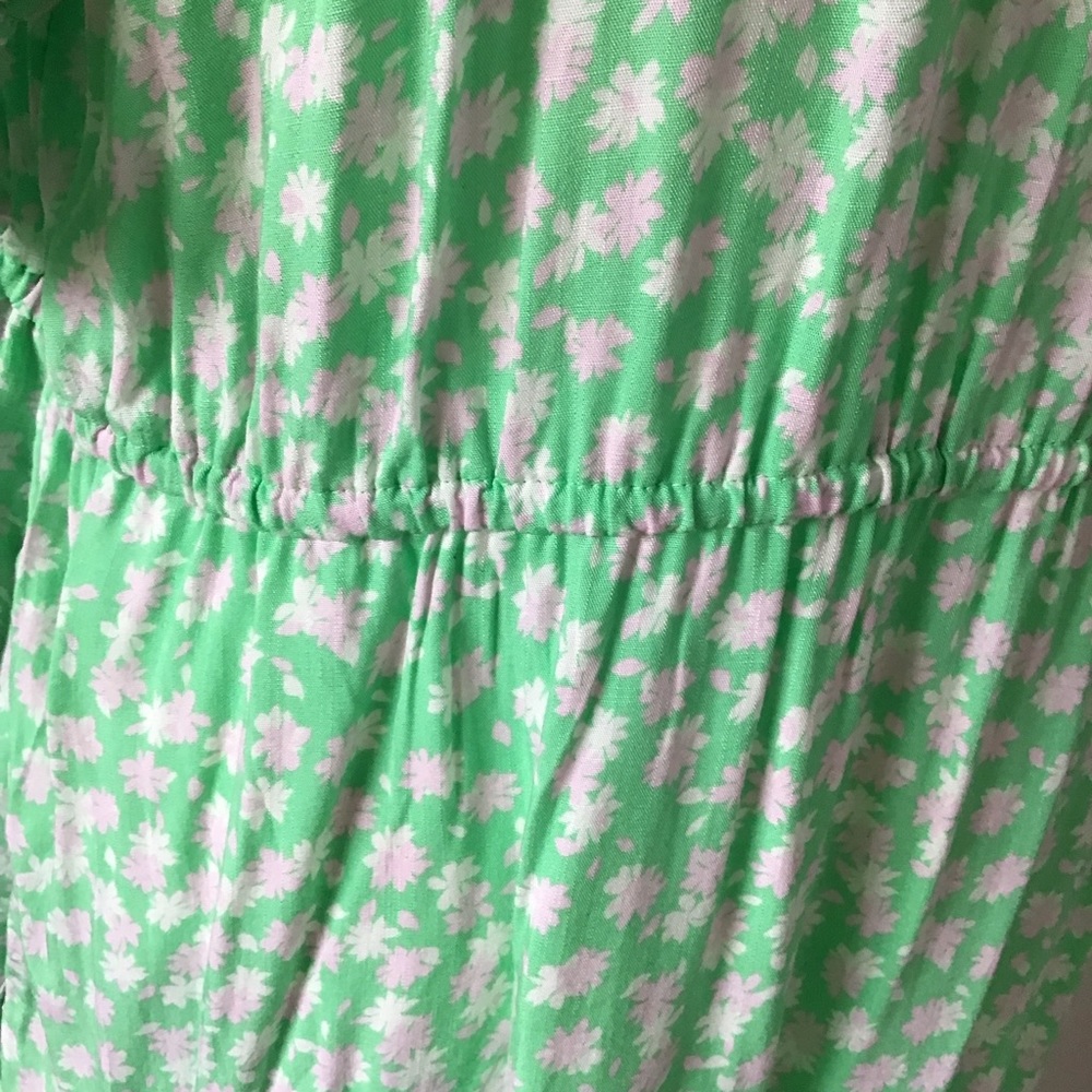 WHO WHAT WEAR Maxi Dress Tiered Short Sleeve Elastic Waist Pink/Green Size XXL - Picture 4 of 8